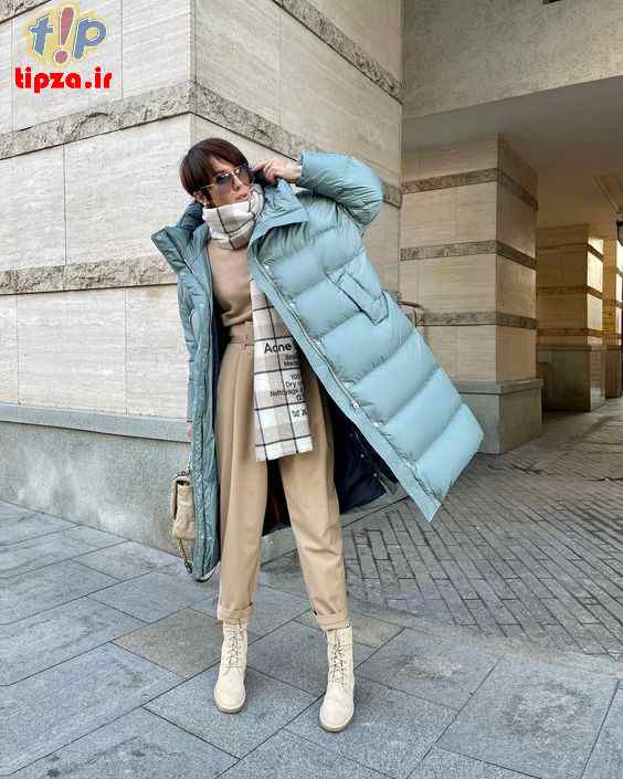 استایل با پافر خاکستری