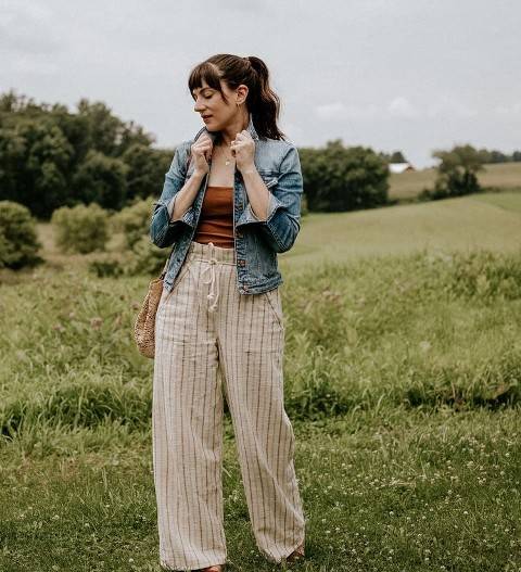 ایده استایل کت جین با شلوار بگ