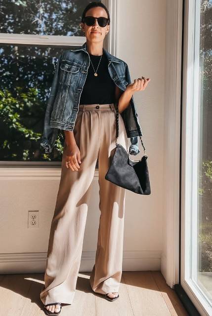 ایده استایل کت جین با شلوار بگ