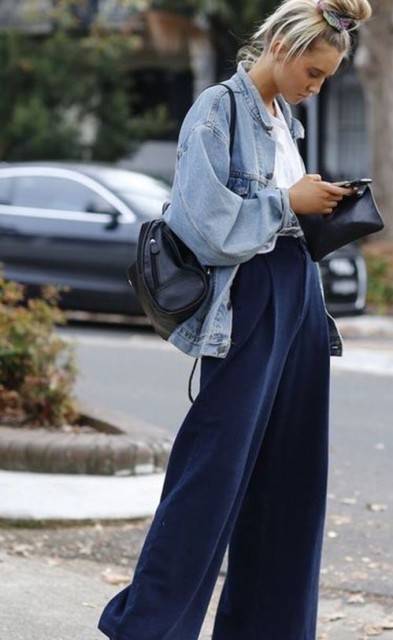 ایده استایل کت جین با شلوار بگ