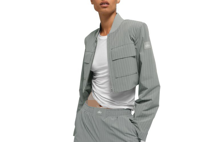 کاپشن تمام زیپ با طرح راه راه کوتاه